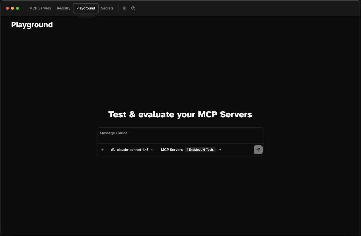 ToolHive Playground chat interface with AI model and MCP tools