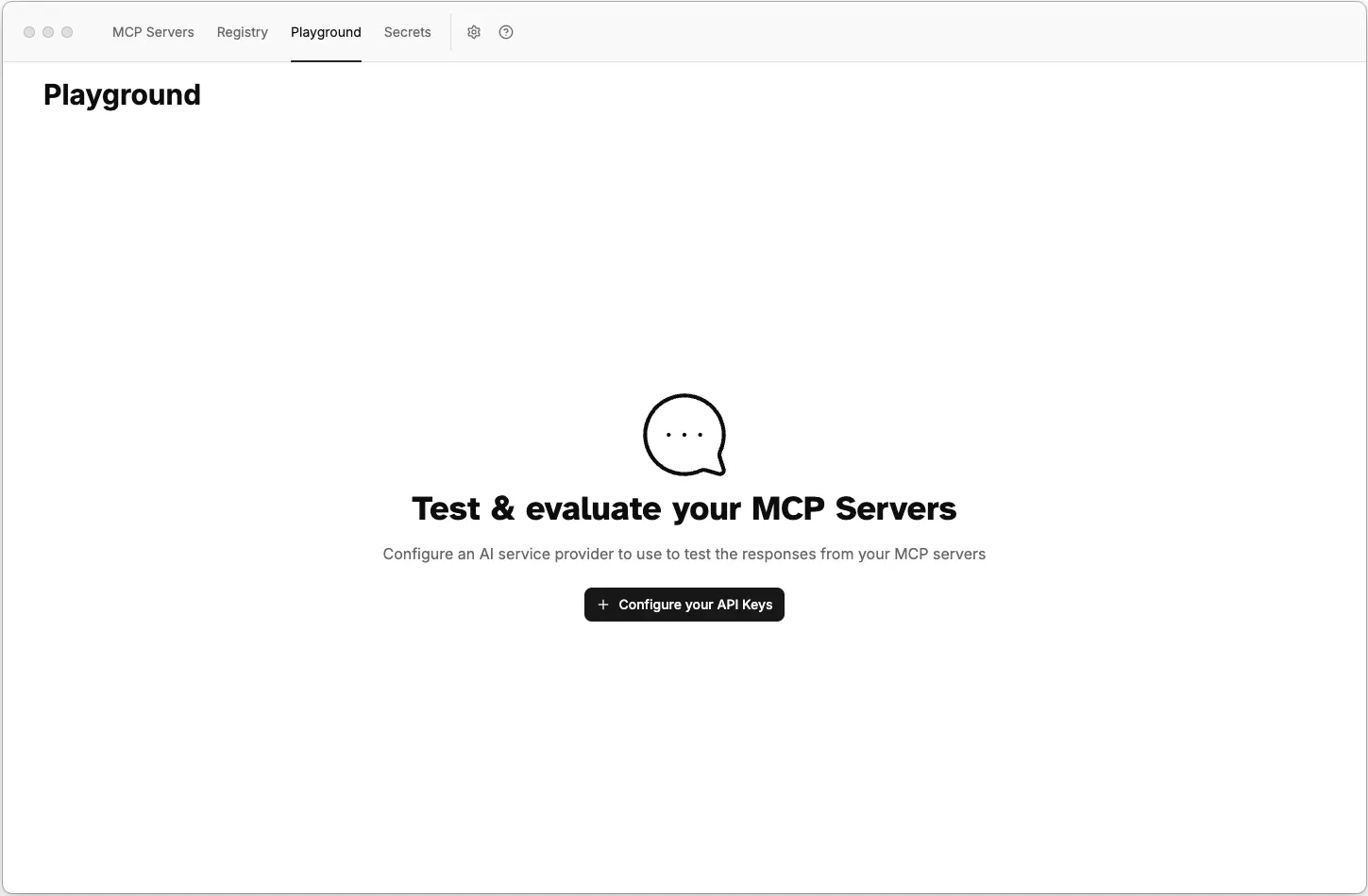 ToolHive Playground initial interface ToolHive Playground initial interface